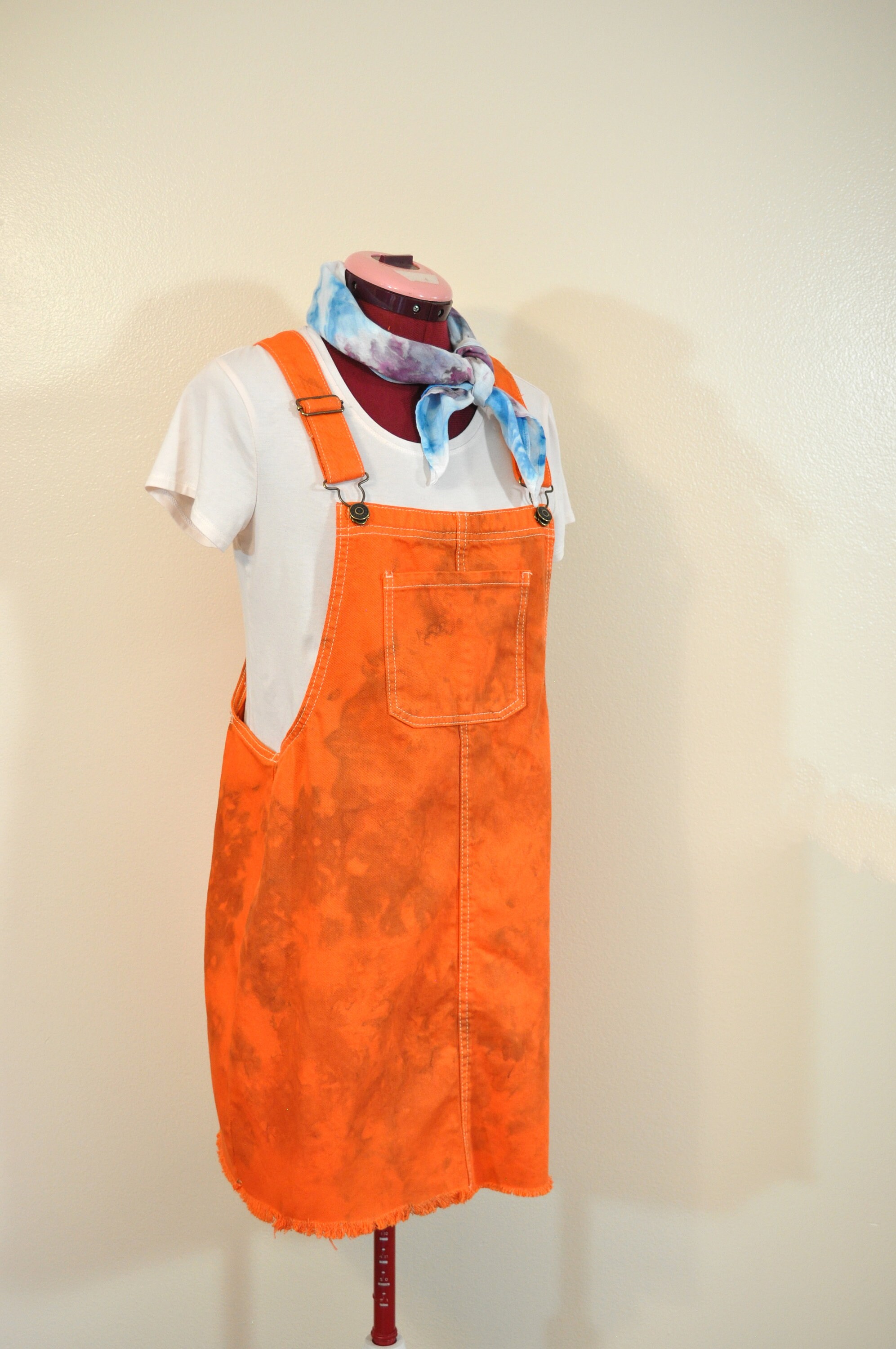 orange jean dress Vibrant Orange Denim Dress for Women Sleeveless Babydoll Button Down S Lookbook Store