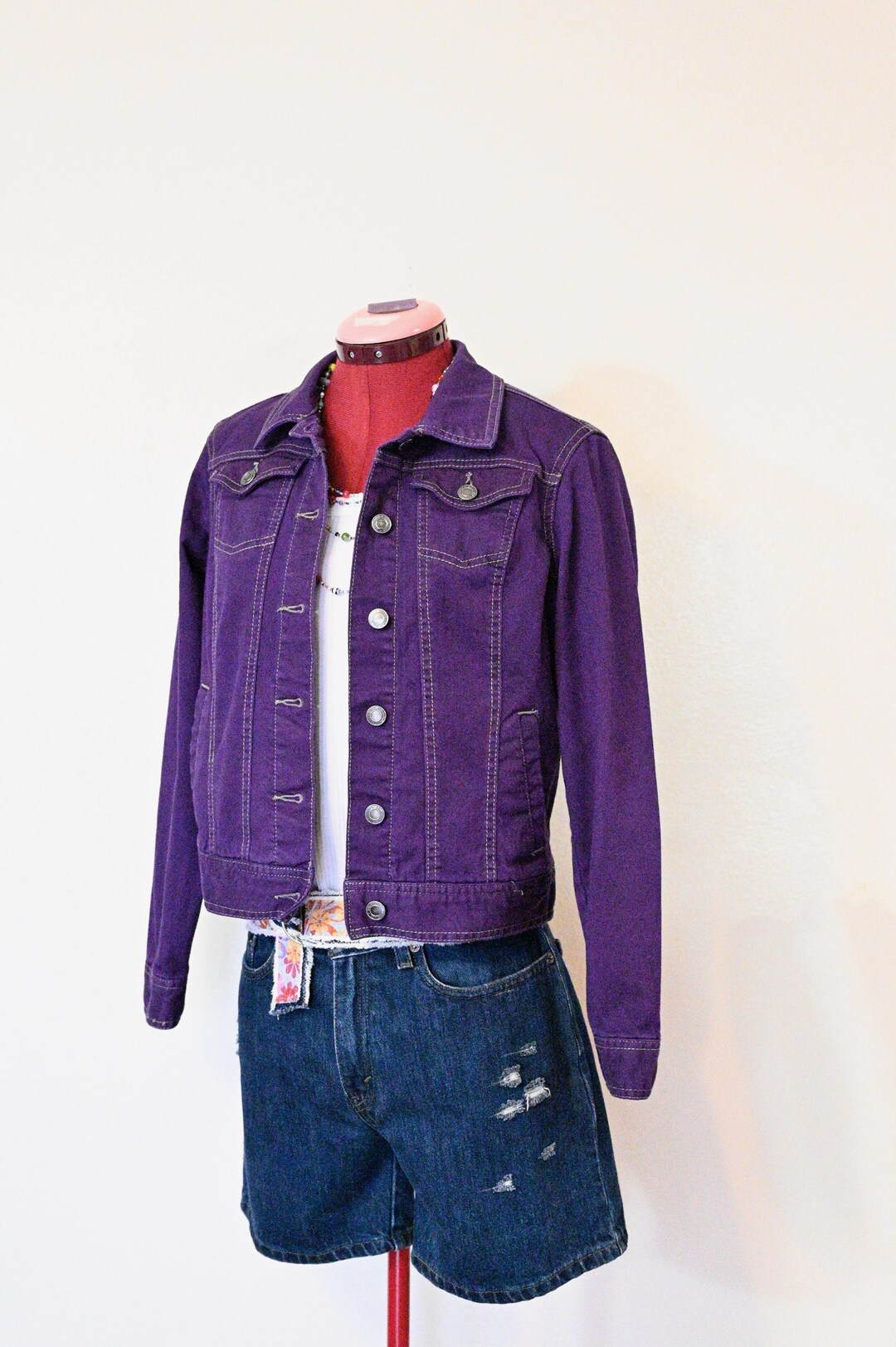 Purple Dyed Womens Juniors Small Upcycled Relativity Cotton