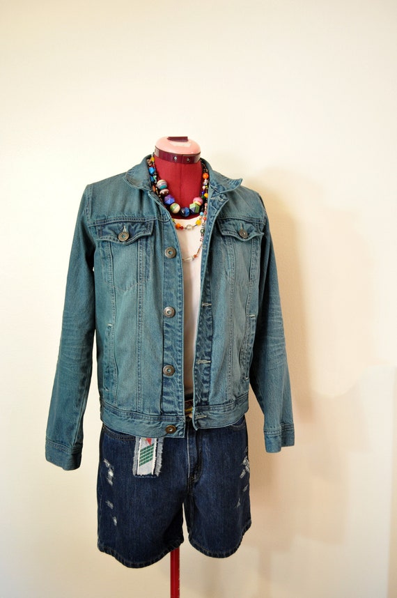 Teal denim jacket deals