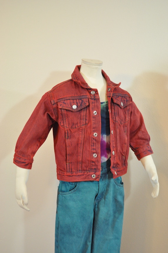 Red denim deals jacket boys