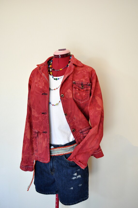 Orange Jrs. Large Denim Jacket - Red Orange Dyed U