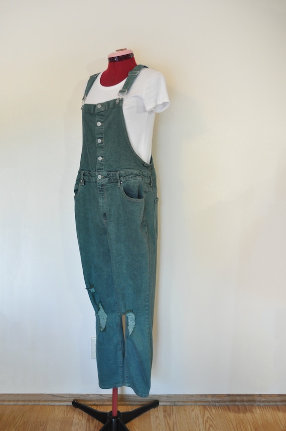 Green Jrs. XL Bib OVERALL Pants Kelly Green Dyed Upcycled No