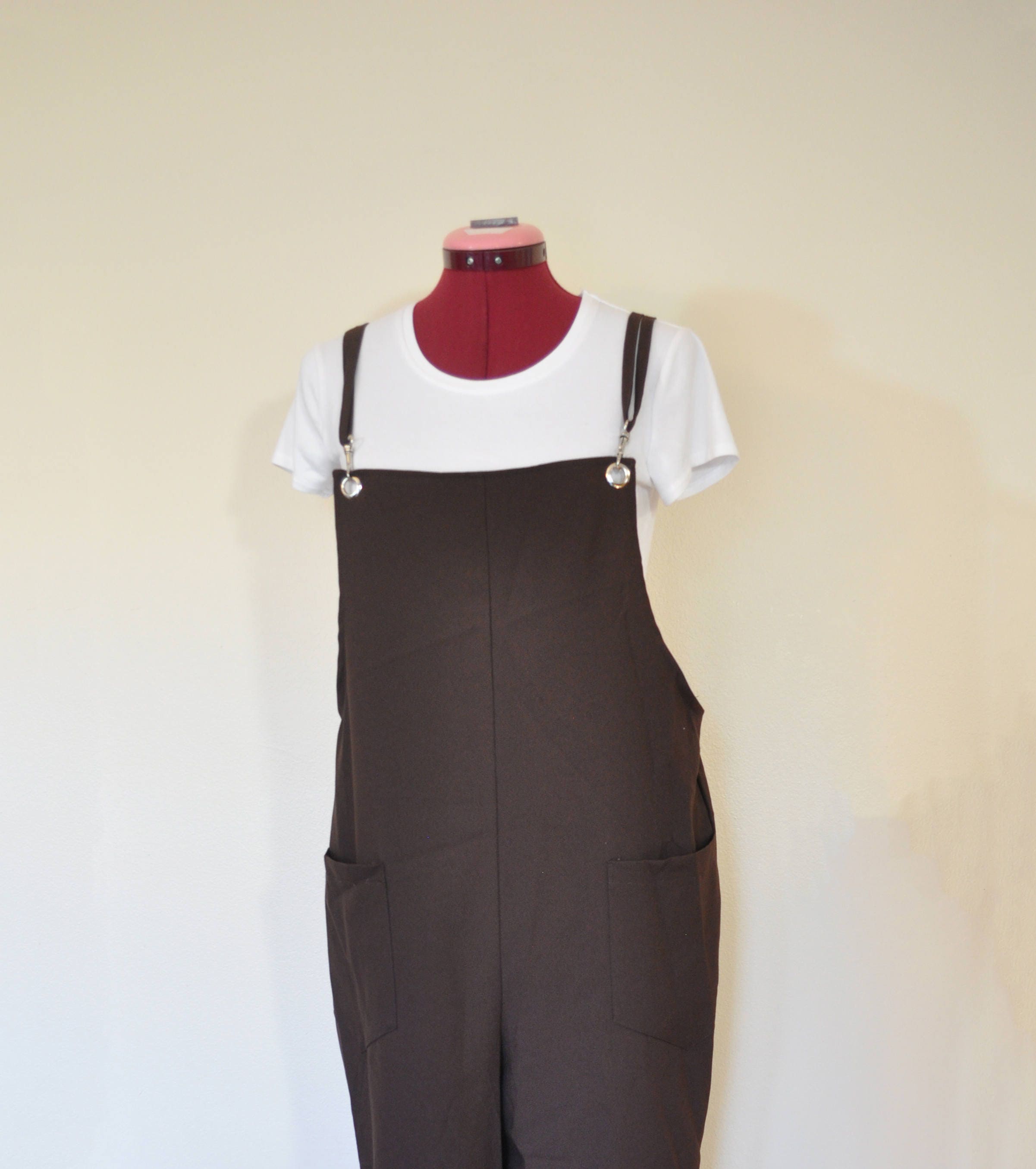 Brown XL Bib OVERALL Pants Dark Brown 