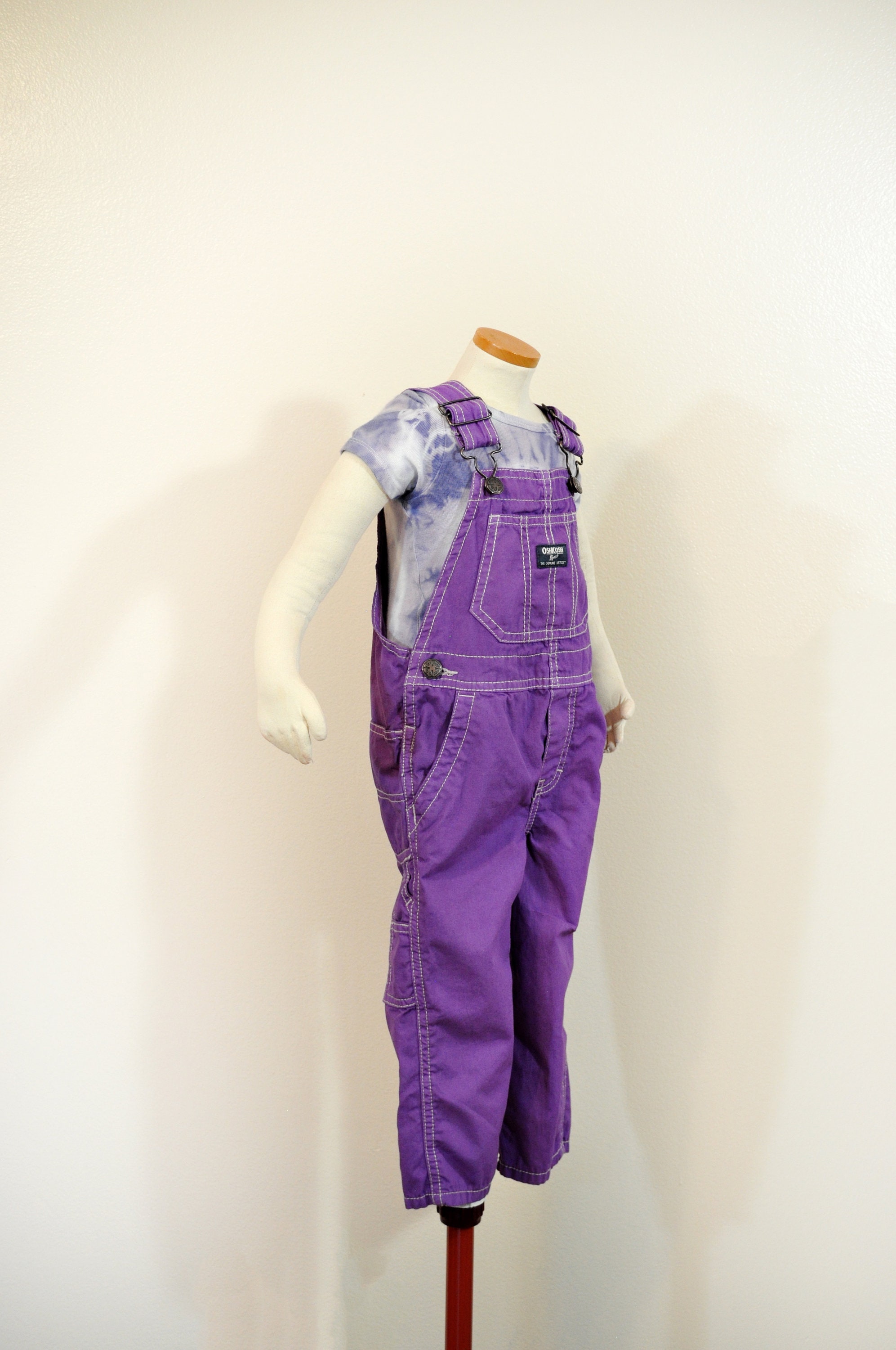 Purple Dyed Kids 2T NEW Oshkosh Cotton Bib OVERALL Pants (24W X