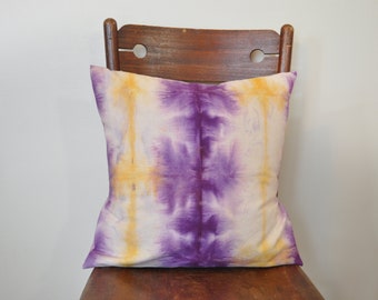 PURPLE GOLD Dyed Pillow Cover Square Sham Envelope Style Dyed SQUARE Shibori Tie Dye Design - 16" x 16" Pillow Cover #20