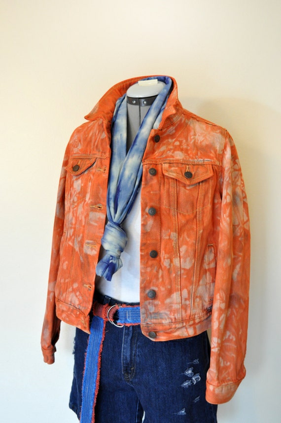 cropped orange denim jacket