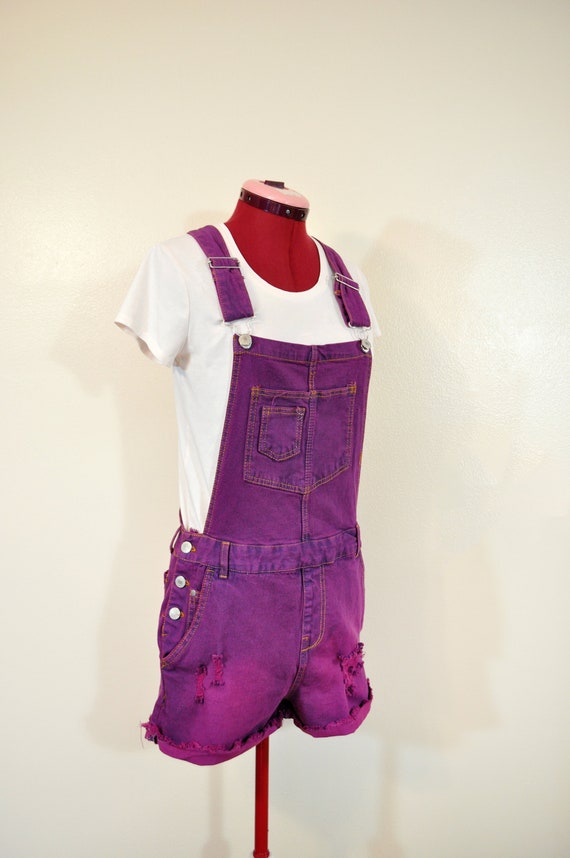 Red Violet Jrs. Medium Bib OVERALL Shorts - Raspb… - image 1