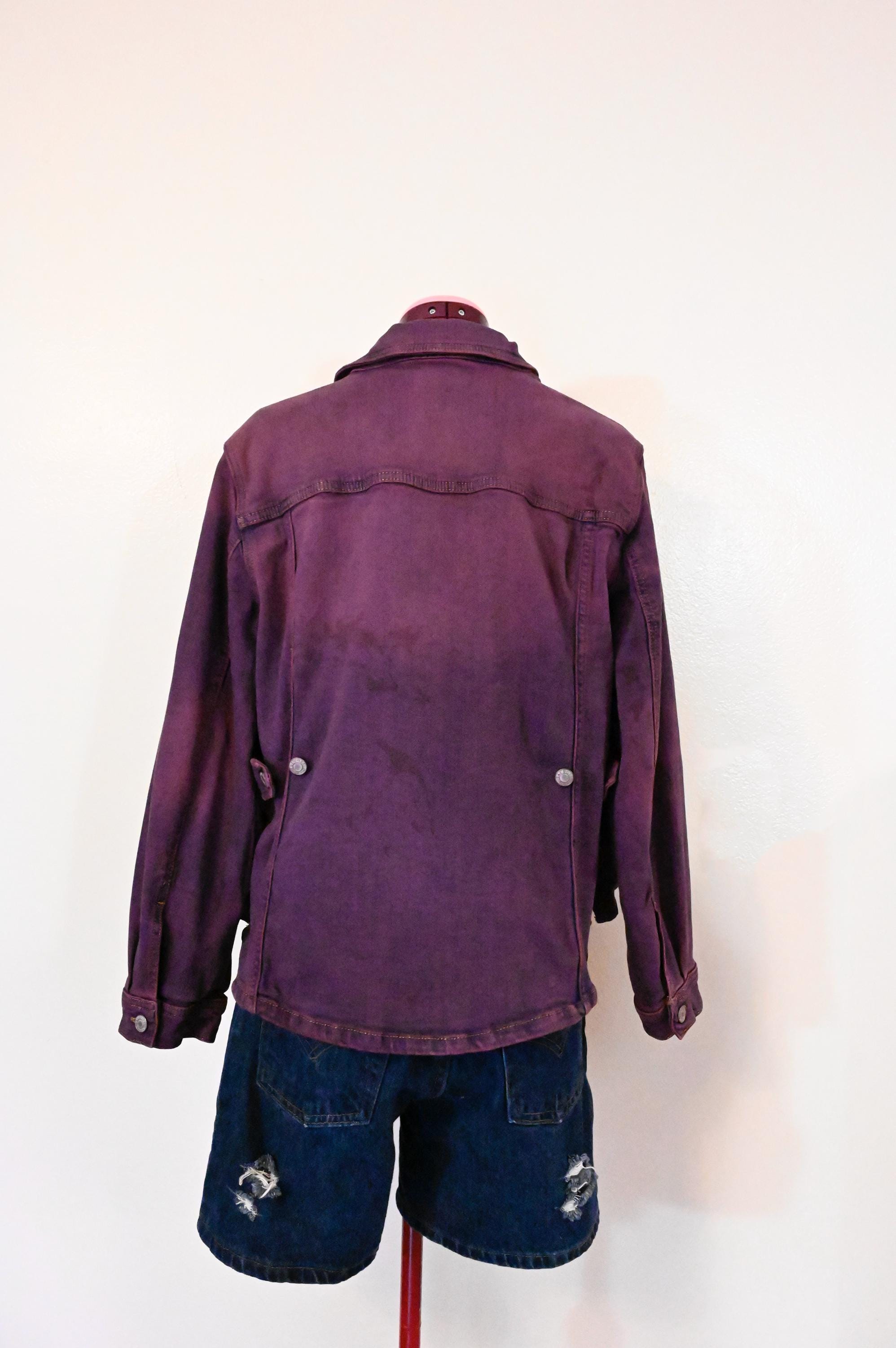Wine Dyed Womens Large Upcycled Talbots Denim Trucker JACKET (46