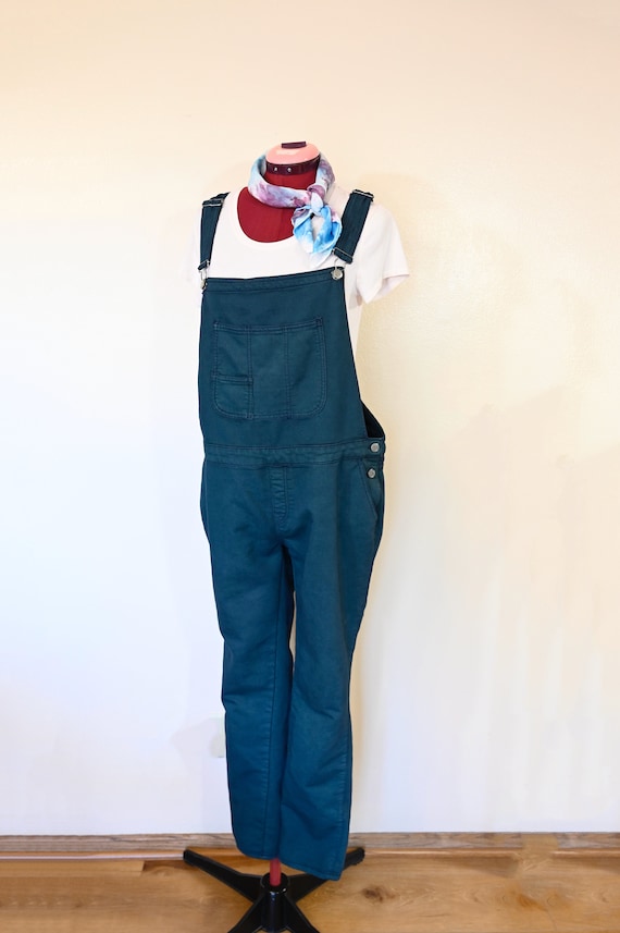 Green Large Bib OVERALL Pants - Dark Green Dyed Up