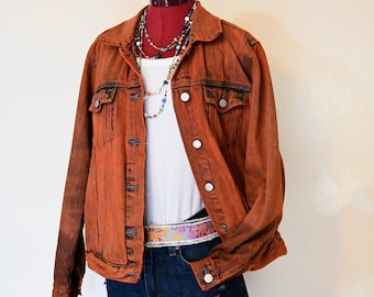 Chaqueta vaquera vaquera de Gap reciclada, teñida en naranja, extragrande, para mujer (122 cm de pecho)