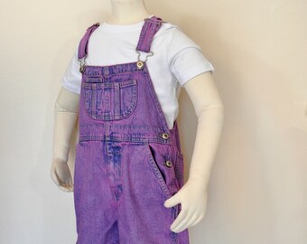 Pink Dyed Kids 4/5 Small Upcycled Gap Bib OVERALL Shortalls (28W x 3L)