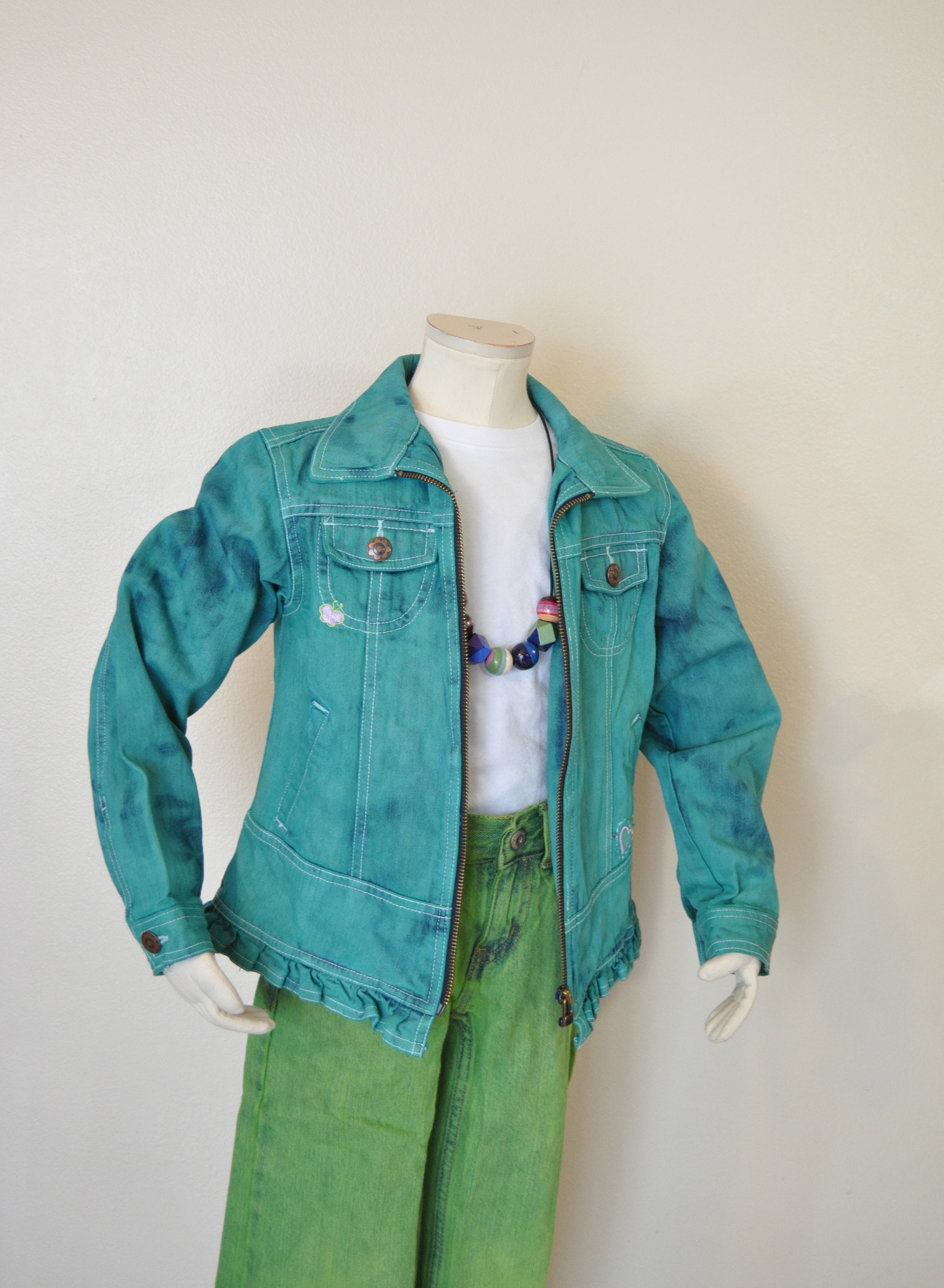 Green Girls Large Denim JACKET Emerald 