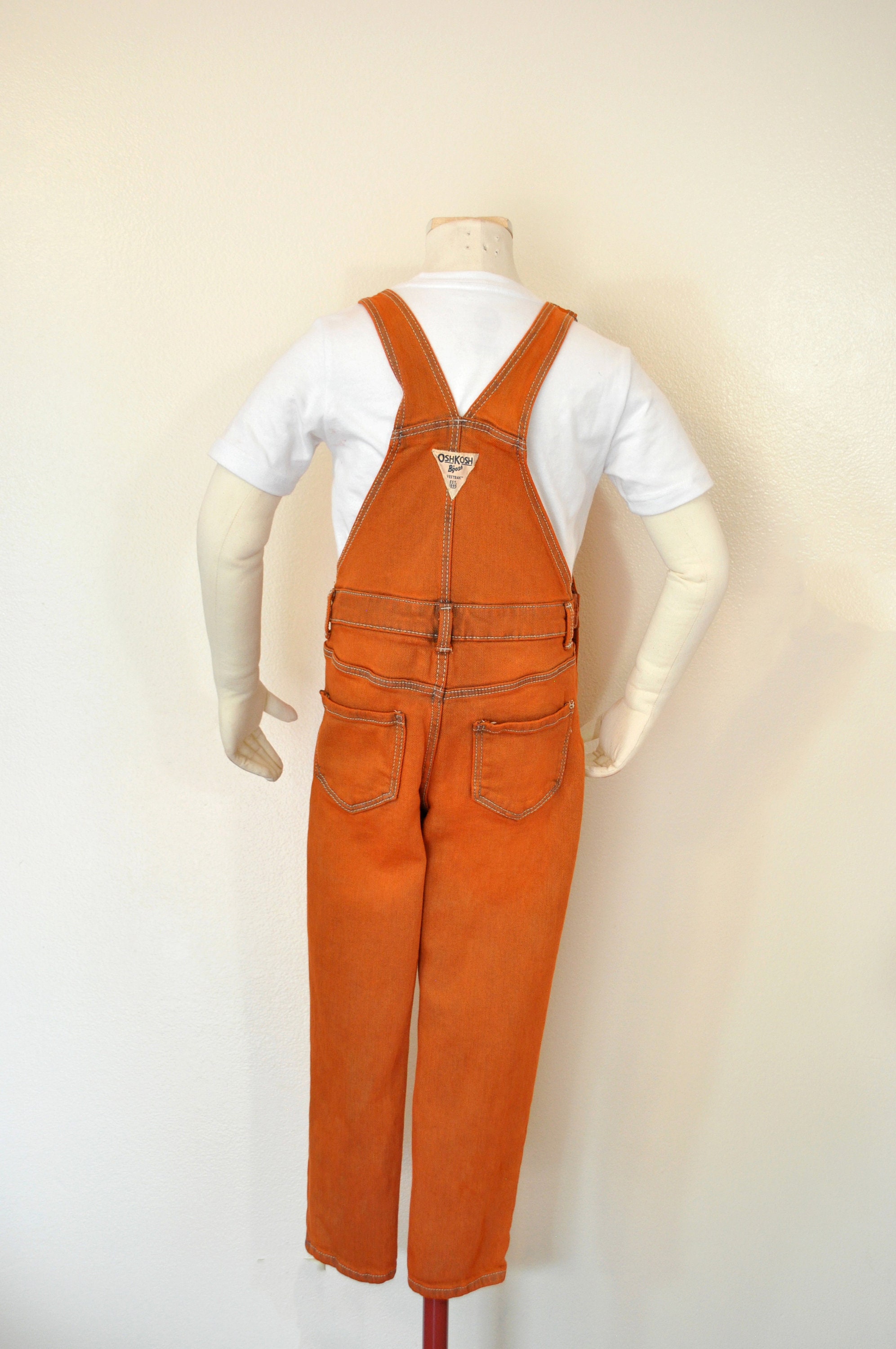 パンツ 60s~ OSHKOSH OVERALL Orange Dyed Girls 6/6X Medium NEW Oshkosh Bib OVERALL Pants (26W X