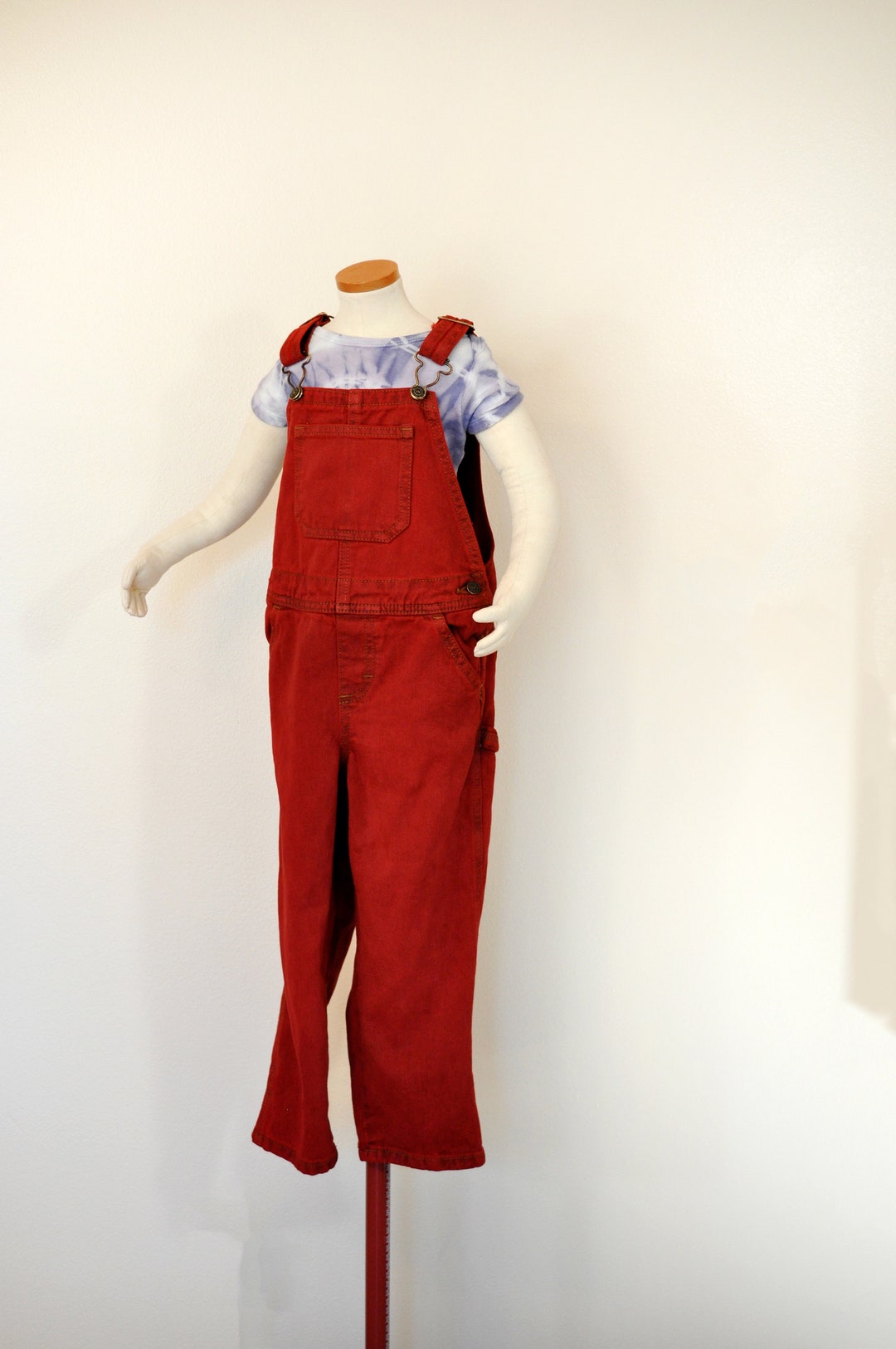 Red Kids 5T Bib OVERALL Pants Scarlet Red Dyed NEW Wrangler Cotton red-kids-5t-bib-overall-pants-scarlet-red-dyed-new-wrangler-cotton