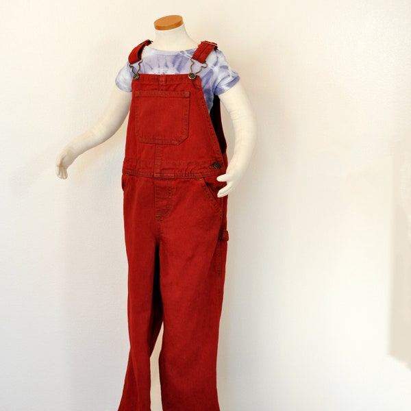Red Kids 5T Bib OVERALL Pants - Scarlet Red Dyed NEW Wrangler Cotton Overalls - Childs Baby Toddler Size 5 Year  (26" W x 16" L)