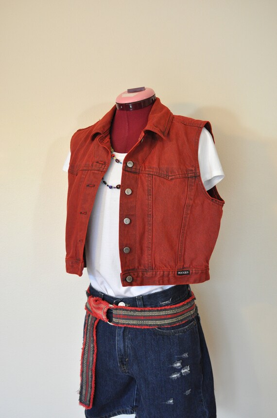 red denim vest womens