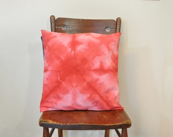 RED Dyed Pillow Cover Square Sham Envelope Style Dyed Shibori DIAMOND Pattern Tie Dye Design - 16" x 16" Pillow Cover #27