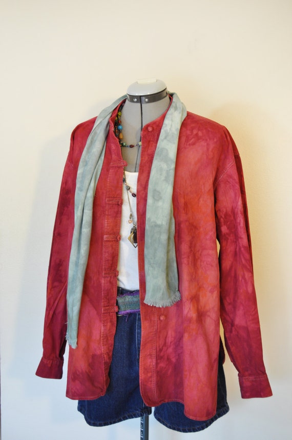 Red Large Cotton Jacket - Orange Cherry Red Dyed … - image 6