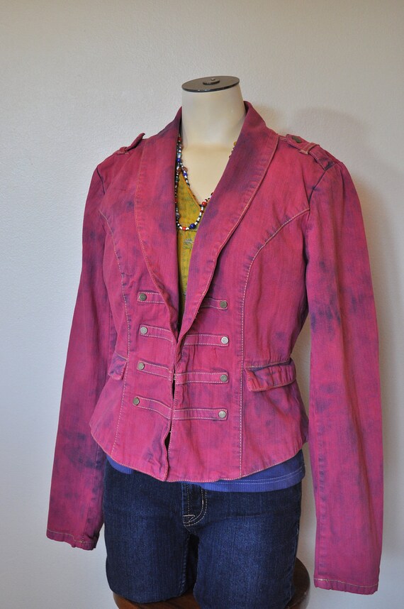 raspberry denim jacket