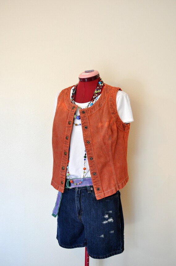 orange denim vest