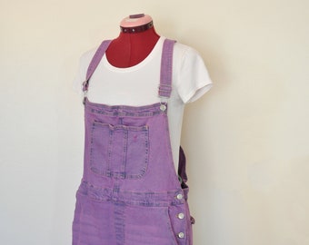 Fuchsia Pink Jrs. Xl (15/17) Bib OVERALL Shorts - Pink Solid Dyed NEW No Bo Denim Shortalls - Adult Women 15/17 Extra Large XL (38 Waist)