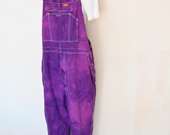 Purple Mottled Dyed Mens Large NEW Dickies Cotton Painters Bib OVERALL Pants (42W x 30L)