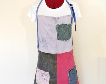Dyed Upcycled Denim Adult or Youth Large APRON (20-22" Waist)