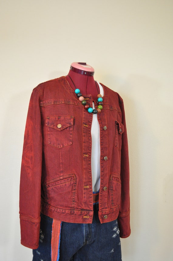 dyeing denim red
