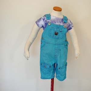 Aqua Kids 3 Monate Latz OVERALL Hose - Teal Blau Gefärbte Upcycled Carters Denim Overall - Baby Kleinkind Kind Jungen Mädchen Größe 3 mos (20W x 6L)