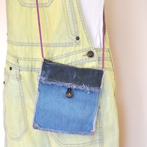 Gefärbte Denim Tasche HANDTASCHE - Hand Made Urban Upcycled Blau Grün Gefärbte Denim Geldbörse Over the Shulter Mini Bag Tote 59