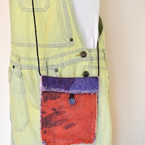 Gefärbte Denim Tasche HANDTASCHE - Hand Made Urban Upcycled Orange Lila Dyed Denim Geldbörse Over the Shulter Mini Bag Tote 53