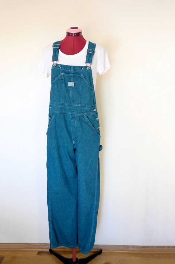 Teal Medium Bib OVERALL Pants -Turquoise Green Dy… - image 4