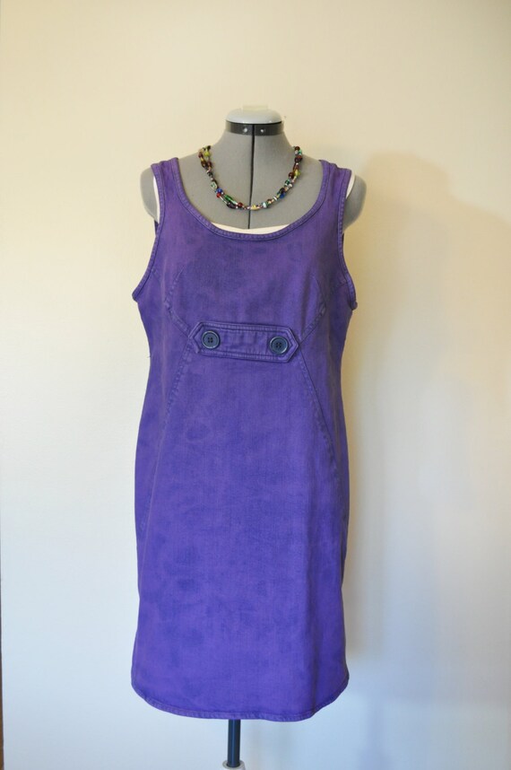 Violet Petite Small Denim DRESS - Purple Hand Dye… - image 4