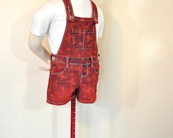 Rood geverfde kinderen 5 middelgrote geüpcycled squeeze denim overall shortall (24 x 2 l)