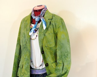 Green Mottled Dyed Womens XL Extra Large Upcycled Mossimo Cotton Blazer JACKET (44" chest)
