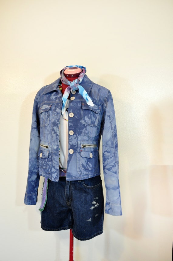 Blue Small Cotton JACKET - Navy Mottled Dyed Upcyc