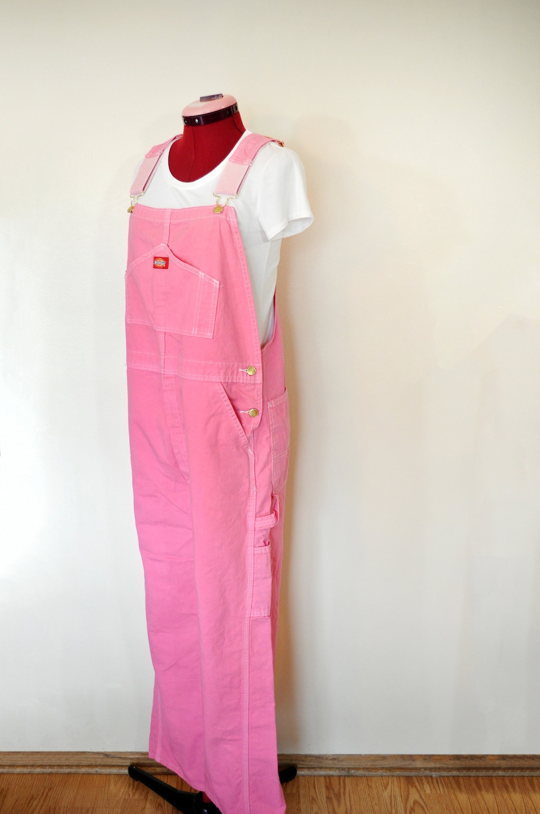 PAINTER OVERALLS ピンクオーバーダイ CUSTOM DYED Unisex Pink Bib Overall Pants - Fuchsia Dyed