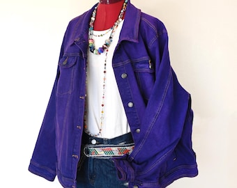 Violet Womens XL 3X Denim JACKET - Purple Dyed Upcycled