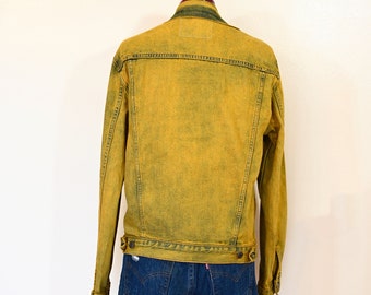 Buy Gold Mens Small Denim JACKET Yellow Dyed Upcycled Gap