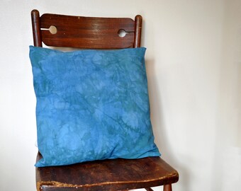 BLUE GREEN Dyed Pillow Cover Square Sham Envelope Style MOTTLED Dye Shibori Tie Dye Design - 14" x 14" Pillow Cover #36