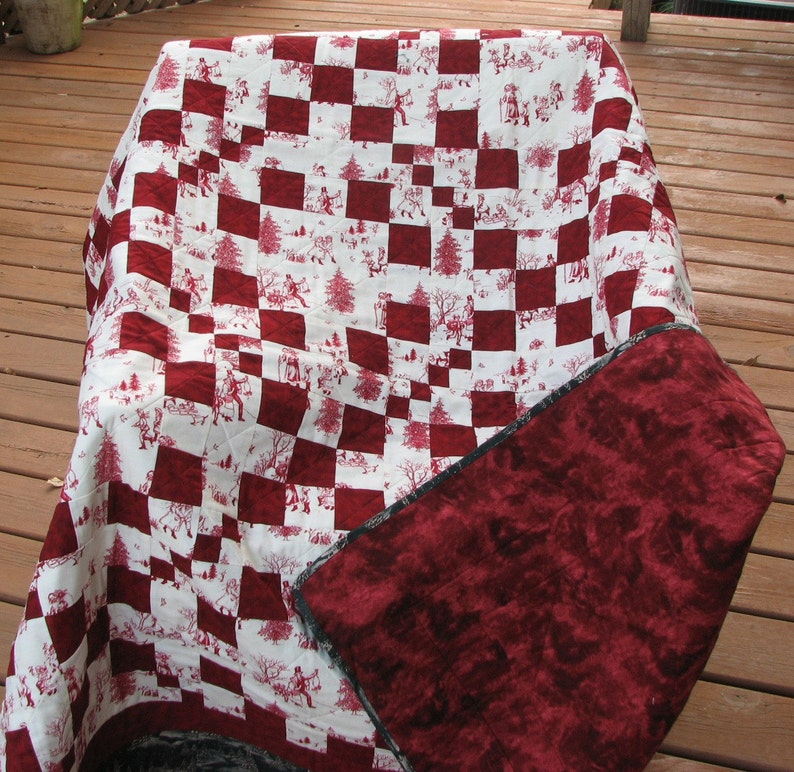 Patchwork QUILT Winter Red and White Christmas Quilt Throw | Etsy