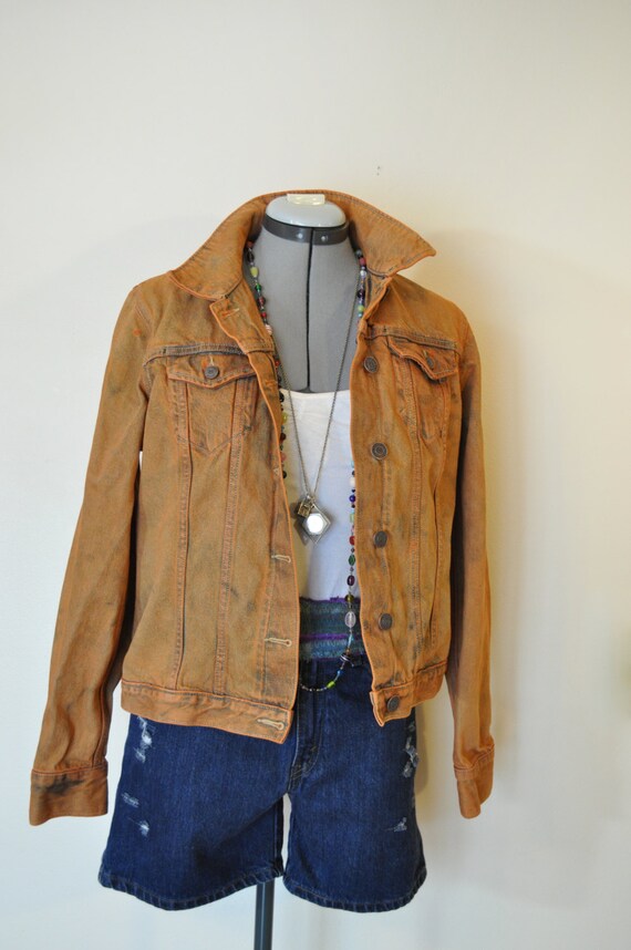 Camel Sz 10 Medium Denim JACKET Rust 