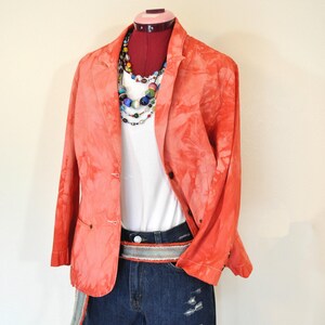 Großer korallrot meliert gefärbter Sonoma Baumwoll Blazer JACKE (40 "Brustumfang) für Damen