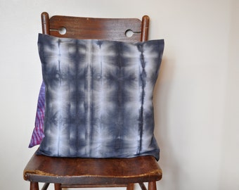 BLACK Dyed Pillow Cover Square Sham Envelope Style Dyed Shibori SQUARE Pattern Tie Dye Design - 16" x 16" Pillow Cover #30