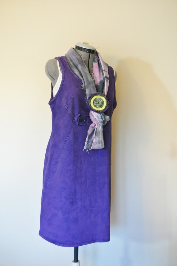 Violet Petite Small Denim DRESS - Purple Hand Dyed