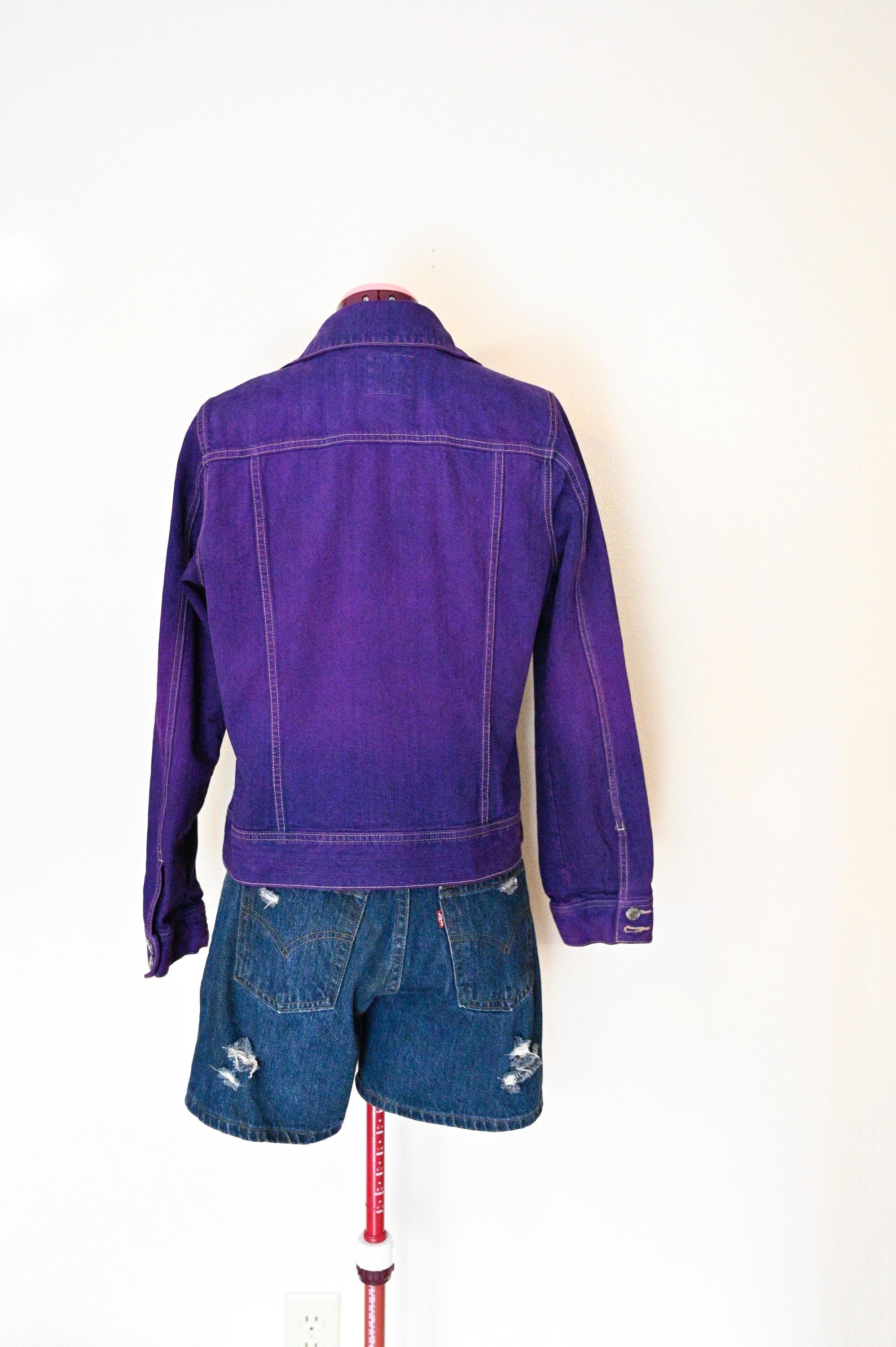 Purple Dyed Womens Juniors Large Upcycled Old Navy Denim Trucker