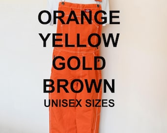 CUSTOM DYED Unisex Orange Bib OVERALL Pants - Gold Dyed Adult Youth Overalls Shorts - Waist 28, 29, 30, 32, 34, 36, 38, 40, 42, 44, 46, 48