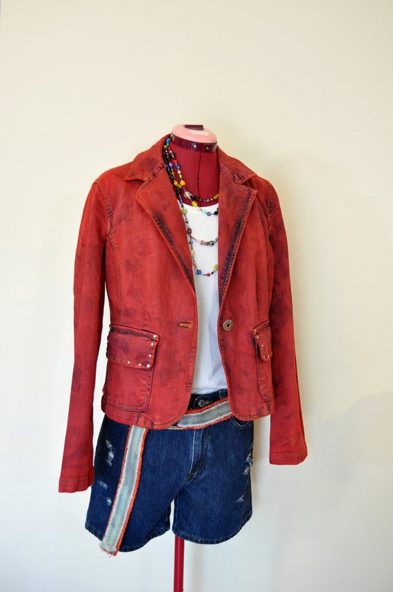 Buy Red Jrs Large Denim Scarlet Red Upcycled Tommy Online in India - Etsy