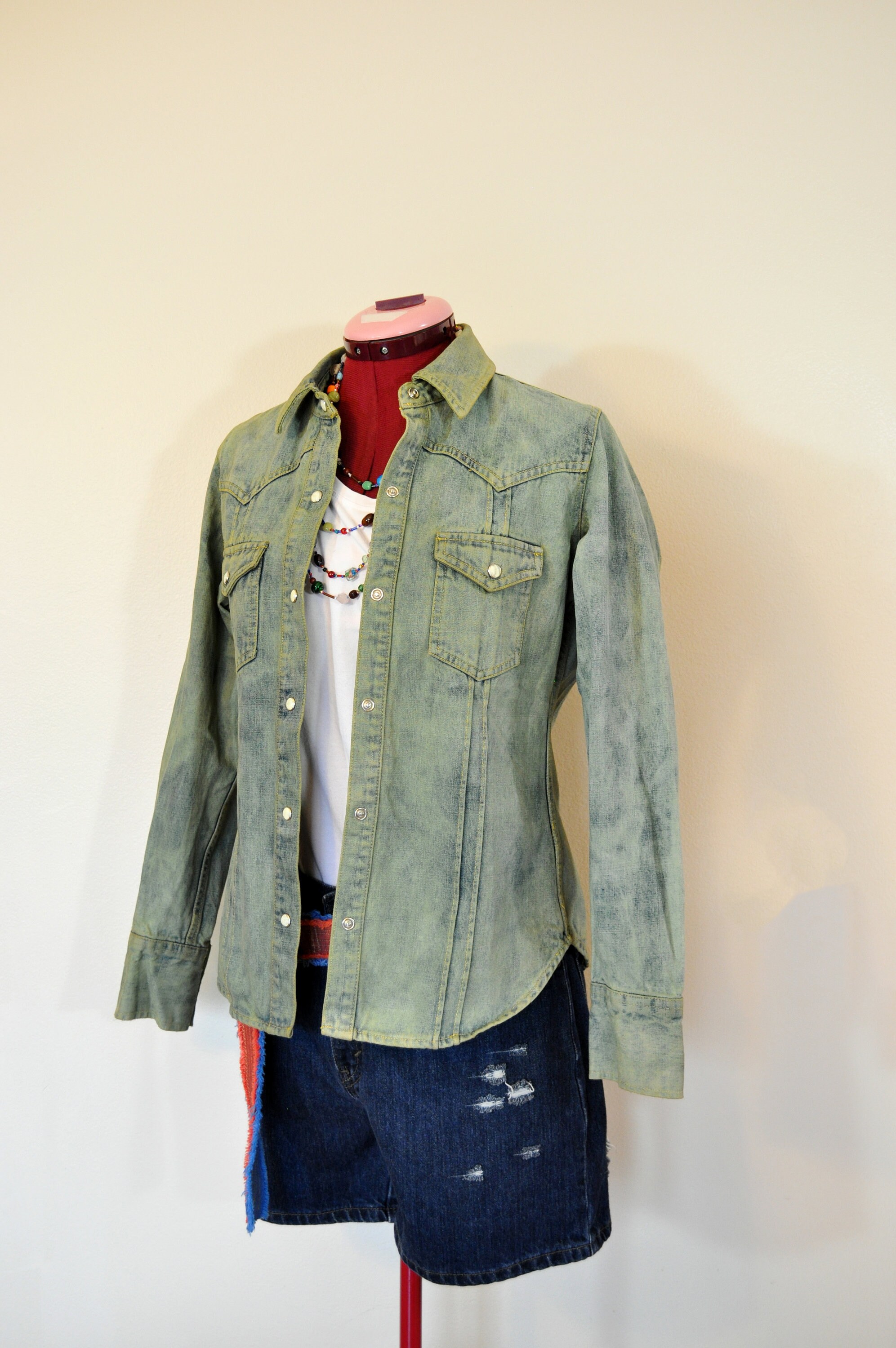 Green Jrs Medium Denim SHIRT Jacket 