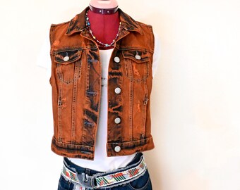 Veste En Jean Punk Déchirée Aeropostale - Taille Petite - Effet Usé Et Rebelle